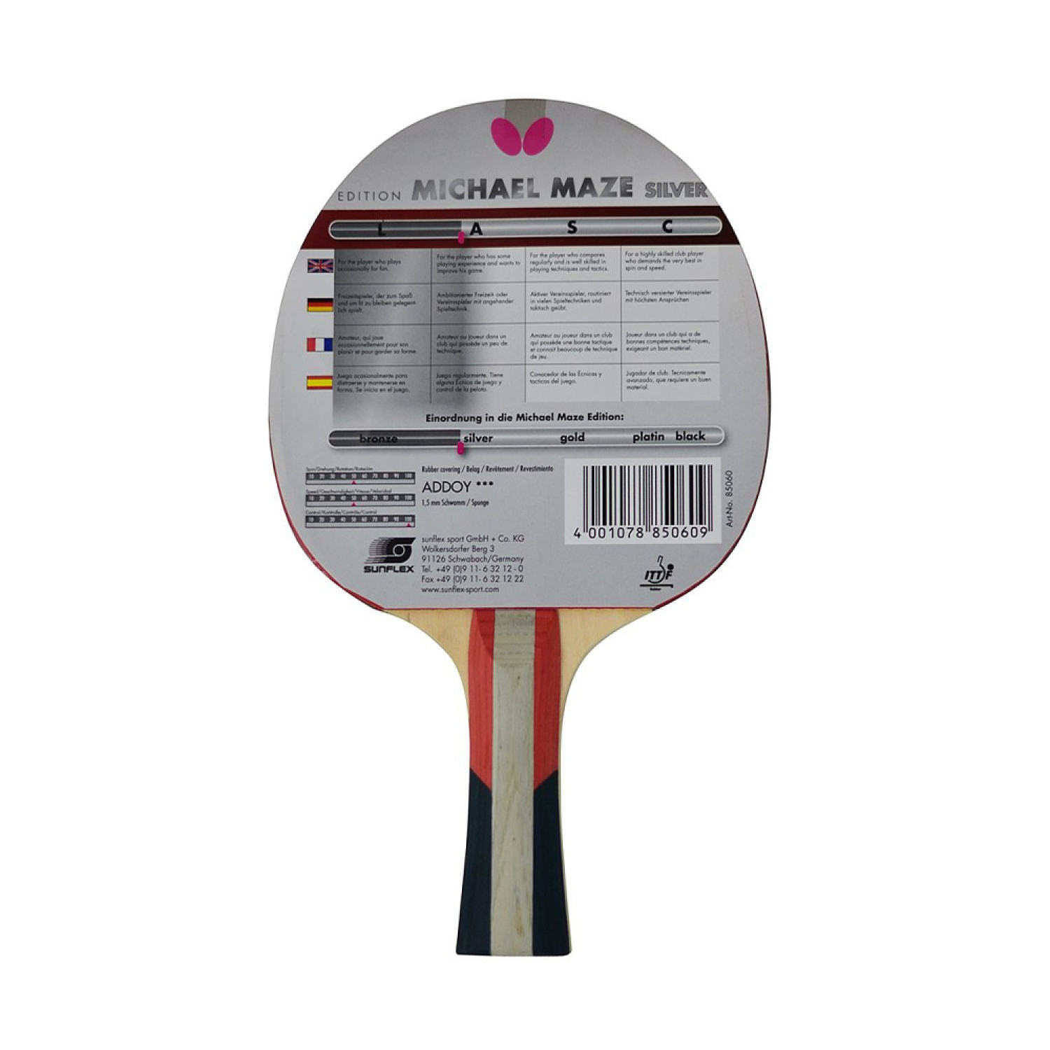 Butterfly Michael Maze Silver Masa Tenisi Raketi