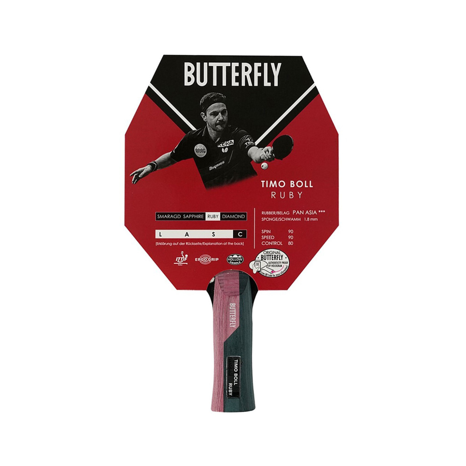 Butterfly Timo Boll Ruby Masa Tenisi Raketi